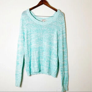 Open Weave Knit Sweater Pastel Knit Top 100% Cotton Size XL Fall Spring Winter
